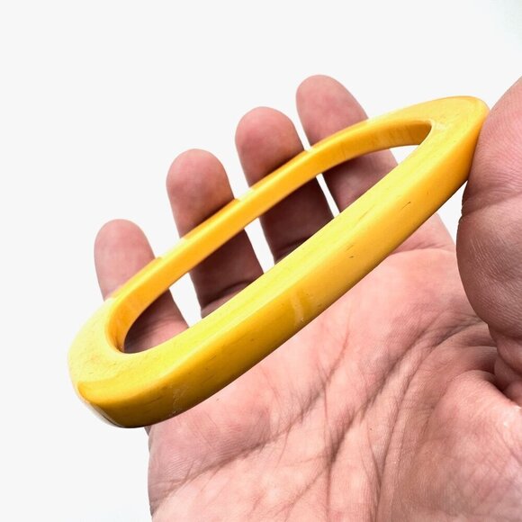 Vintage Bakelite Women's Bangle Bracelet Retro Rectangular Shape Yellow - Picture 4 of 4